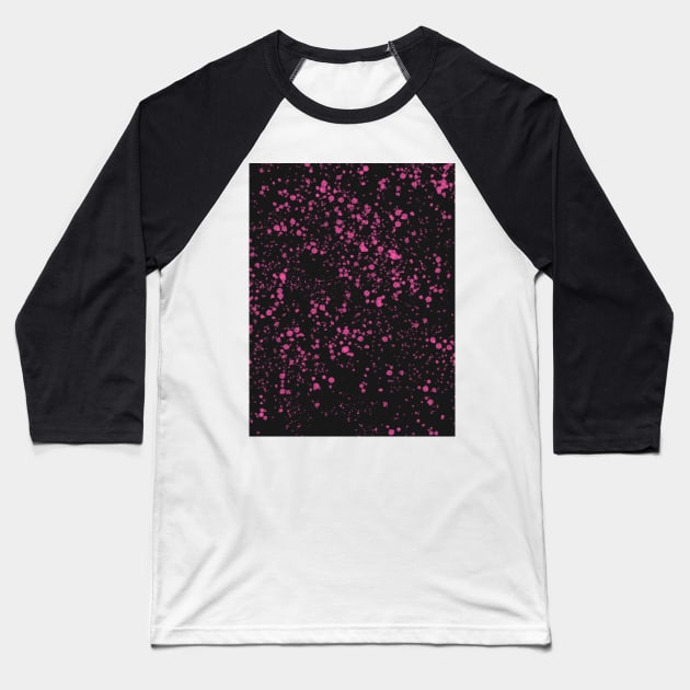 Paint Splatter, Pink and Black Baseball T-Shirt by OneThreeSix